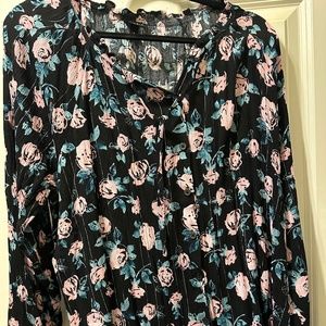 Black and pink floral blouse